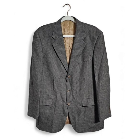 Vintage Oscar De La Renta gray & black wool tweed sport coat blazer size 41R - Picture 1 of 14